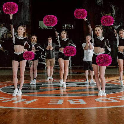 2 Pack Pom Poms Cheerleading, Cheerleading Pom Poms for Girls with Baton Handle, Cheer Pompoms for Sports Team Spirit Cheering, Pompoms Cheerleader Kids