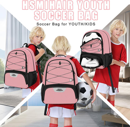 Hsmihair Youth Soccer Bag-Soccer Backpack&Backpack for Football Basketball,with Ball Compartment Separate Cleat Package