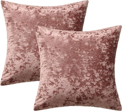 MIULEE Velvet Throw Pillow Covers Set of 2, Soft Neutral Decorative Valentine Spring Pillow Cases with Luxurious Textured Cushion Covers for Home Decor Couch Sofa Bed,Dusty Rose Pink 18x18 inch