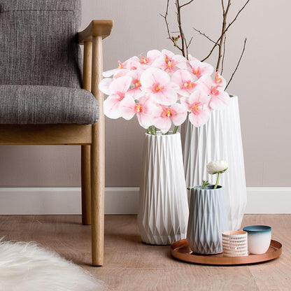 Orchids Artificial Flowers 6 Bouquets 18 Heads Light Pink Fake Orchid Real Touch Faux Flowers with Stems for Wedding Party Home Kitchen Garden Indoor Decoration(Light Pink)