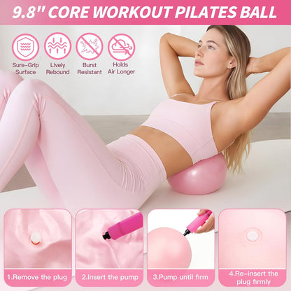 NANATI Pilates Kit, Home Pilates Workout Kit for Women, Pilates Equipment with 14.5" Pilates Ring and Ball, Resistance Bands, Dumbbells & Grip Socks for Home Workouts