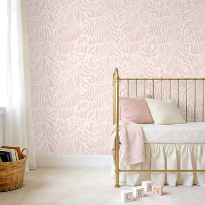 VEELIKE Blush Pink Geometric Peel and Stick Wallpaper Boho Abstract Art Deco Wallpaper for Bedroom Nursery 17.7''x118'' Self Adhesive Removable Flashdance Pattern Geometric Contact Paper for Walls DIY