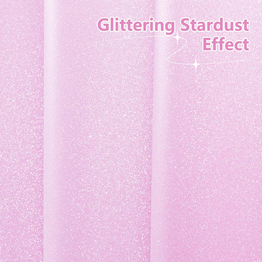 Seenus Waterproof Plastic Dreamy Pink Glitter Shower Curtain, Sparkle PEVA Shower Curtain Liner with 3 Large Magnets, 72 x 72 inch Blingbling Shimmery Bathroom Décor Shower Curtain Rose Pink