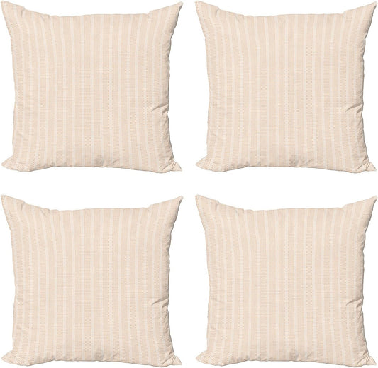 Ambesonne Geometric Decorative Throw Pillow Case Pack of 4, Abstract Vertical Waves with Dots in Pastel Colors Repeating Design, Cushion Cover for Couch Living Room Car, 20", Peach Pale Peach White