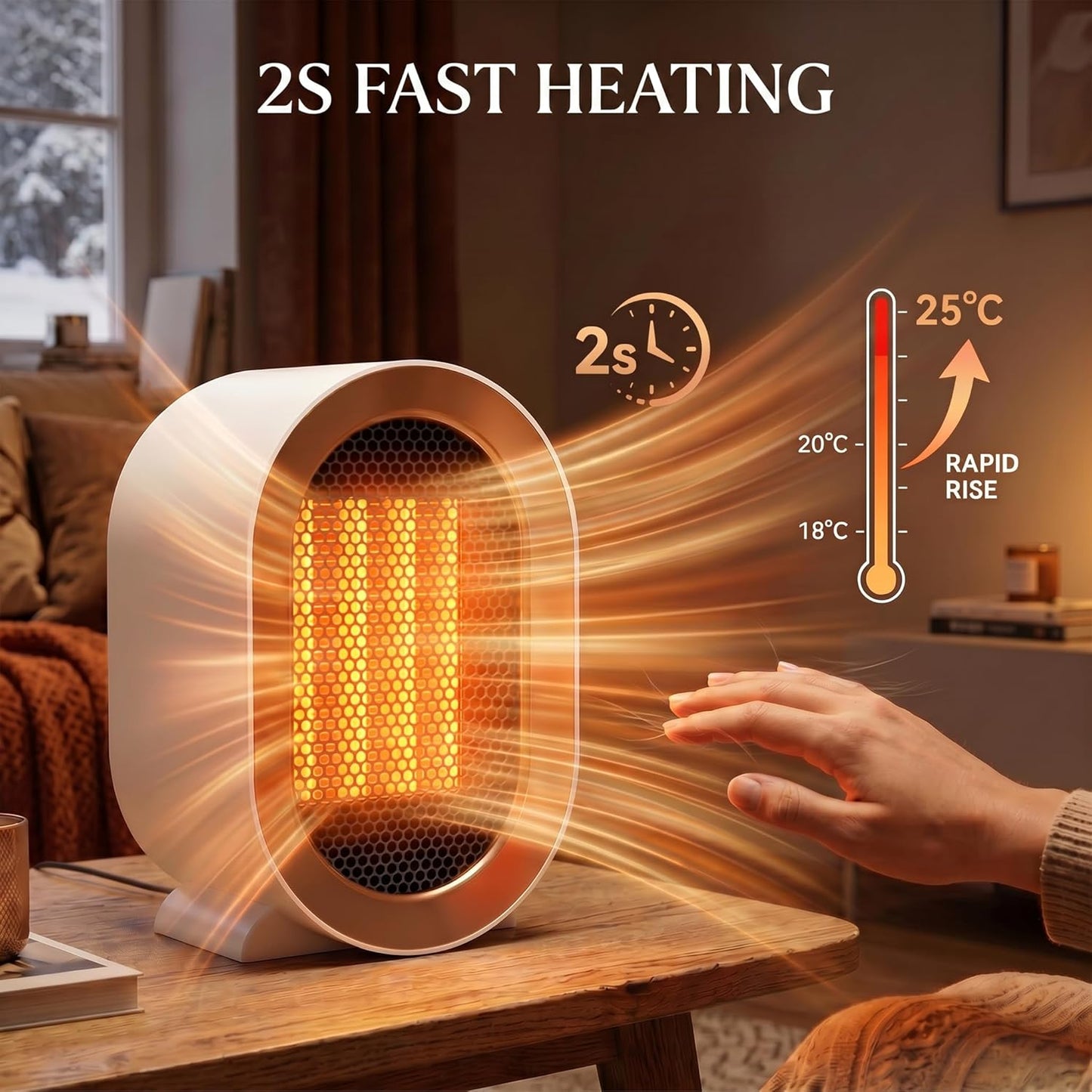 Indoor Electric Portable Space Heater, 1200W Personal Desk Heater, Fast Quiet Heating Ceramic with Thermostat for Small Room,Bedroom and Office Use (Pink)