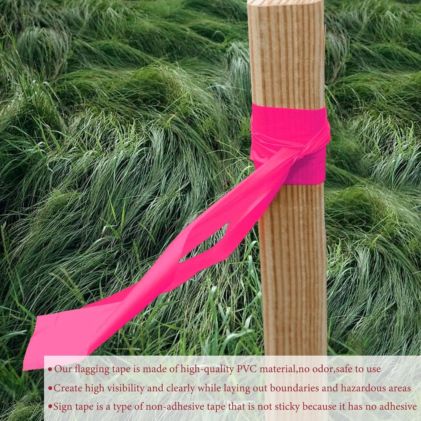 GEYYANG 12 Pack Fluorescent Pink Flagging Tape,Non-Adhesive Plastic Ribbon,Neon Marking Tape for Survey Boundaries, Trees and Hazardous Areas,Surveyors Tape,Flag Tape,1" x 98ft,3.35 Mil