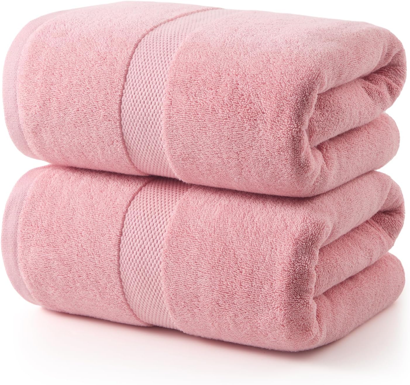 ecolook 2 Pack Large Bath Towels, 100% Cotton Bathroom Towels, Soft, Highly Absorbent, Quick Dry & Lightweight, 28 x 55 Inches, Ideal for Gym, Spa, Hotel, Pool, Shower & Daily Use, Pink