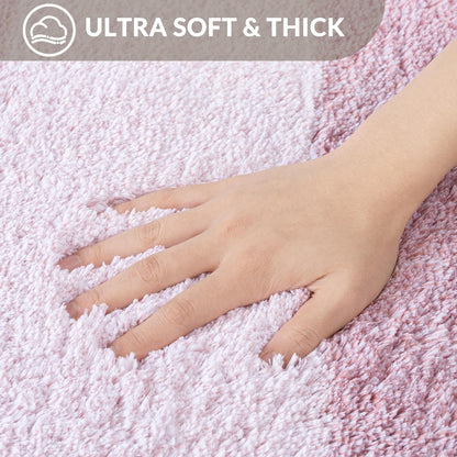Exclusivo Mezcla Bathroom Rugs Mat 20x30, Extra Soft Non Slip Absorbent Microfiber Bath Rugs, Machine Washable Quick Dry Bath Mats for Bathroom Floor, Shower, Home Decor, Gradient Pink