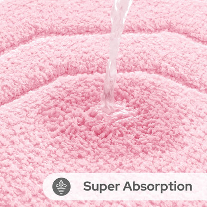 HOMEIDEAS Pink Bathroom Rugs, Absorbent Microfiber Bath Mat with Non-Slip Backing, Machine Washable for Shower