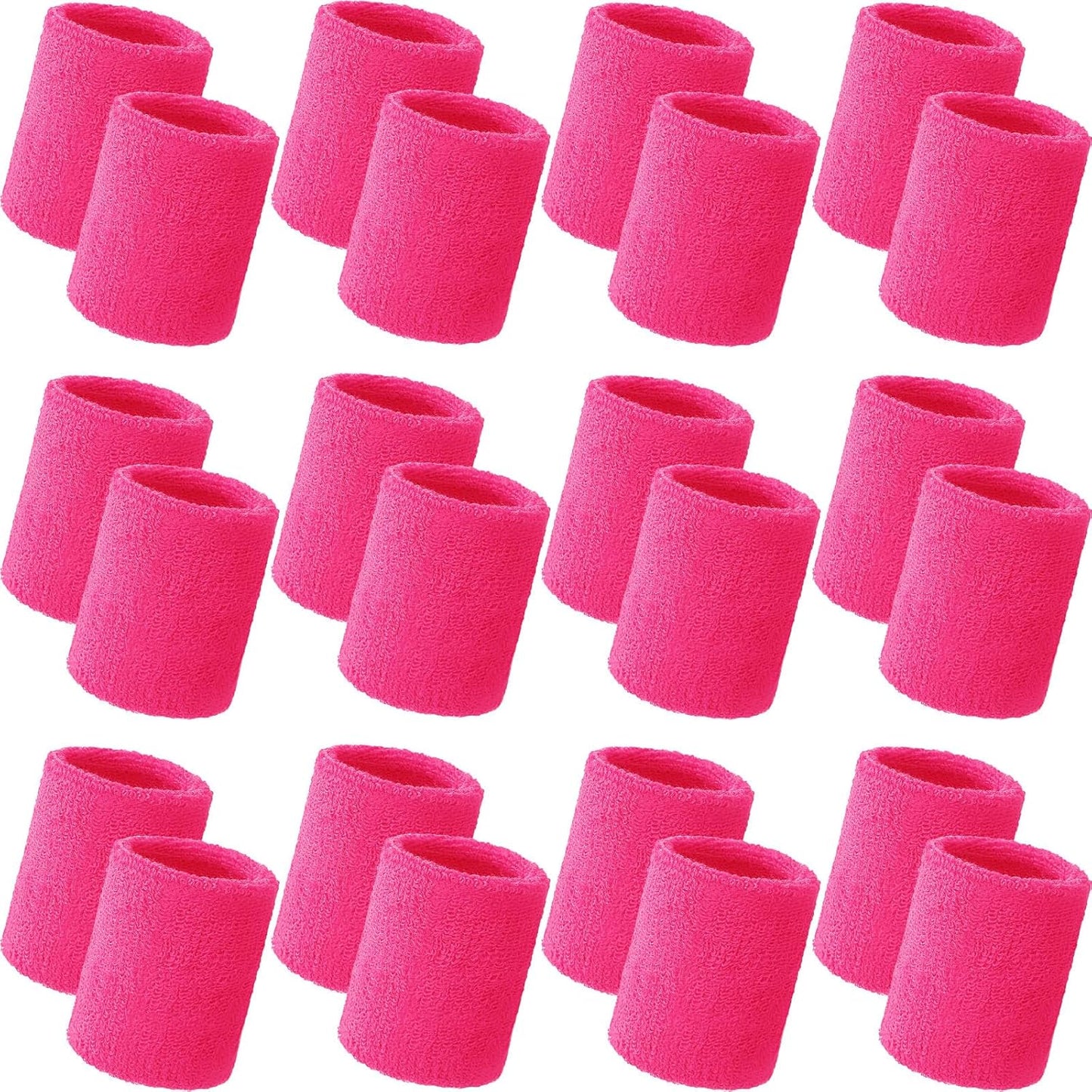 Bememo 24 Pcs Wrist Sweatbands Bulk Sports Wrist Bands for Men Women Breathable Athletic Tennis Wristbands Stretchy Absorbent Cotton Terry for Basketball, Baseball, Gym, Working Out