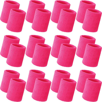 Bememo 24 Pcs Wrist Sweatbands Bulk Sports Wrist Bands for Men Women Breathable Athletic Tennis Wristbands Stretchy Absorbent Cotton Terry for Basketball, Baseball, Gym, Working Out