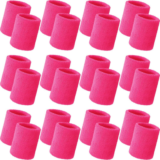 Bememo 24 Pcs Wrist Sweatbands Bulk Sports Wrist Bands for Men Women Breathable Athletic Tennis Wristbands Stretchy Absorbent Cotton Terry for Basketball, Baseball, Gym, Working Out