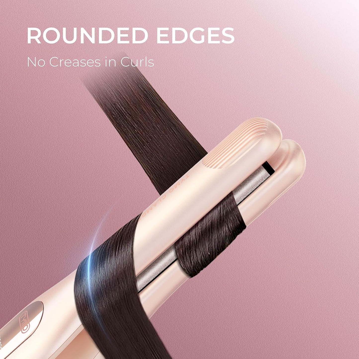 TYMO Mini Flat Iron for Short Hair, Portable Curling Iron for Travel, Hair Straightener and Curler 2 in 1, Small Pencil Flat Iron with Curved, Pink