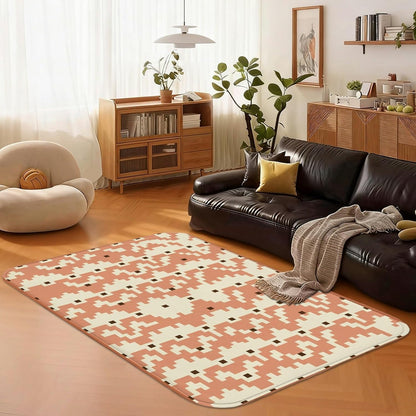 Square Area Rug, Modern Contemporary Rectangle Pixel None Peach Low Pile Sponge Aesthetic Rectangle Home Floor Carpet Rugs for Living Room Bedroom New Home Dining Decor 4' X 6'