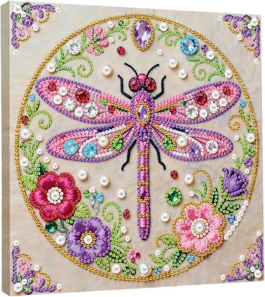 DIY Pearl Painting Kit with Frame Gemstone Pearl Diamond Dots Beads Canvas Art Craft for Adult Beginners Display Perfect All Season Holiday Mother‘s Day Birthday Creative Gift for Her (Pink)