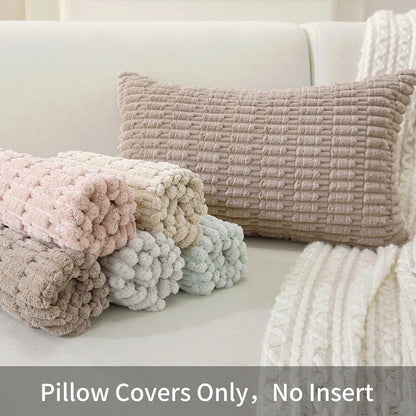Set of 2 Corduroy Decorative Throw Pillow Covers 20x20 Inch, Boho Striped Pillow Covers Farmhouse Home Decor for Sofa Living Room Couch Bed,Light Pink