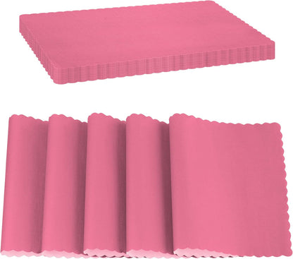 Paper Placemat Disposable, Bright Pink Place Mats with Scalloped Edges, Durable Paper Placemat for Holiday Wedding Party Supplies Decor, 9.75 X 14 Inches, Pack of 50 - by SparkSettings