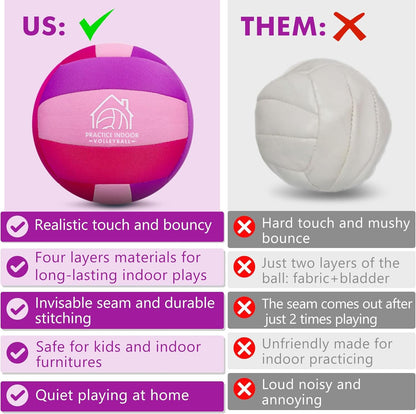 Soft Indoor Volleyballs for Practicing Inside House and Yard, Safe and Silent Volleyball for Girls Boys Kids Youth Beginners Training Birthday Christmas Easter Gifts