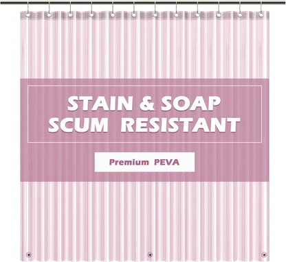 EHZNZIE Pink Shower Curtain Liner 72x72, PEVA Waterproof Bath Curtain, No Chemical Smell, 3 Weighted Magnets, Durable with Rustproof Metal Grommets