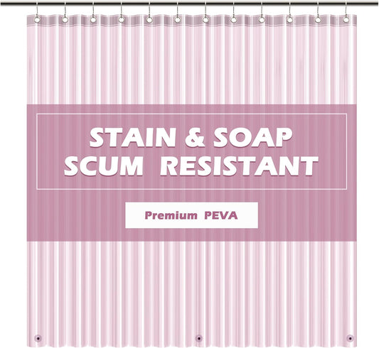 EHZNZIE Pink Shower Curtain Liner 72x72, PEVA Waterproof Bath Curtain, No Chemical Smell, 3 Weighted Magnets, Durable with Rustproof Metal Grommets