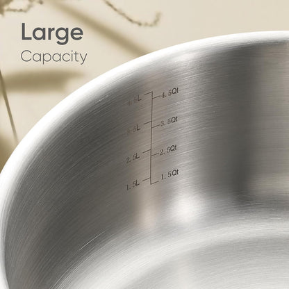 CAROTE 6QT Fully-Clad 3-Ply Stainless Steel Stockpot with Lid Small Kitchen Pot,Outer Ceramic Layer,Even Heating, Fits all stoves,Oven & Dishwasher Safe,Stay Cool Handle,Pink (PFAS/PFOA/PFOS Free)