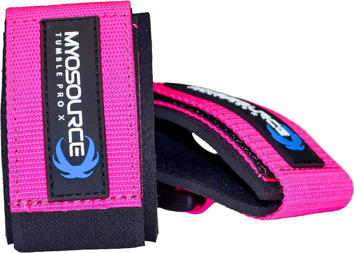 Myosource Kinetic Bands Tumble Pro X Ankle Straps Kit – Cheerleading Standing Tumbling Equipment, Gymnastics Backhandspring Trainer – Includes Flexibility Stunt Stretch Strap – Blue, Pink, Purple