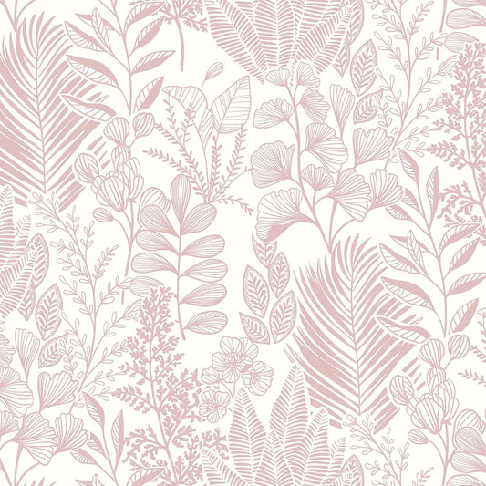 Hopepak 17.3''x197'' Peel and Stick Wallpaper Pink Leaf Floral Wall Paper Self Adhesive Removable Waterproof Contact Paper for Bedroom Bathroom Living Room Decor
