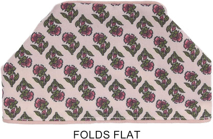 3Pcs Pink Flower Cotton Tissue Box Cover Hand Block Printed 5" x 5" x 5.5" Square Soft Reusable Floral Napkin Holder for Home Kitchen Dining Bathroom Office Cafe (Pink)