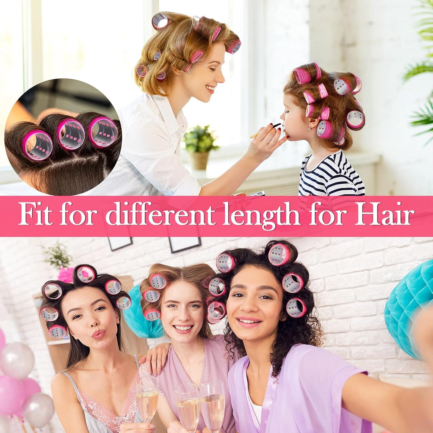 37 Pcs Aluminum Thermal Hair Rollers Set 3 Sizes Self Grip Hair Rollers 18 Pcs Duckbill Clips, Comb Hairdressing Styling Tool for Women, Men(1.1,Pink Series)