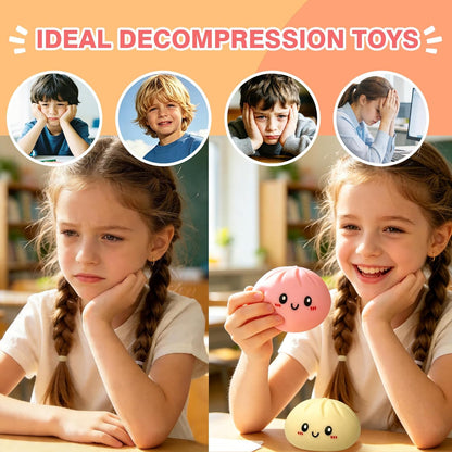 2026 Upgraded Dumpling Stress Ball, Dumpling Squishies Toy with Steamer, Squishy Dumpling Toy Mystery Box, Soft and Fun Stress Relief Toys, A Surprise Gift for Teenagers and Adults (Pink)