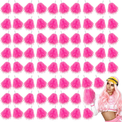 Meooeck 80 Pcs Cheerleading Pom Poms Sports Dance Spirit Cheer Pompoms with Handles Plastic Cheerleader Stuff for End of Year Grduation Party Sport Game Gymnastics Team Dance Club