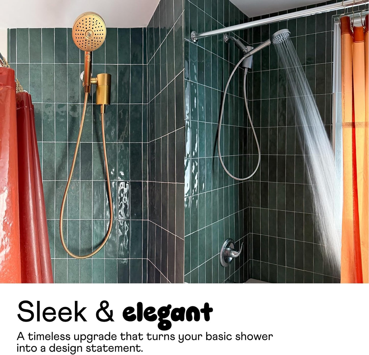 Sproos - Handheld Shower Head, High Pressure, 3 Spray Functions Plus Pause, Extra Long 70 Inch Hose - Eco-friendly Materials - Easy DIY Installation - High Pressure Performance - Pink