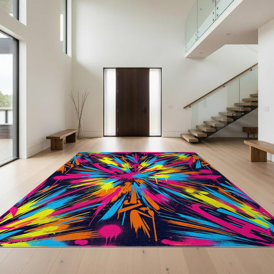 Design&I 5'x7' Smooth Finish Abstract Abstract Washable Mat, Pink for Guest Room, Lounge, Apartment, Flatweave & Snag-Free Daily Traffic Ready Area Rug | 2297711