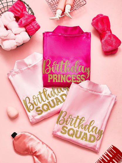Bokon 40 Pcs Spa Party Supplies 10 Birthday Squad Princess Robe 10 Tote Bags 10 Headbands 10 Spa Masks for Birthday
