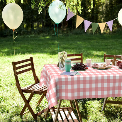4 Pack Pink and White Checkered Tablecloth Pink Checkered Flag Tablecloth, Disposable Plastic Gingham Table Cover for Parties, Race Car Birthday Party, Birthday, Outdoor Picnic, 54 × 108 Inch