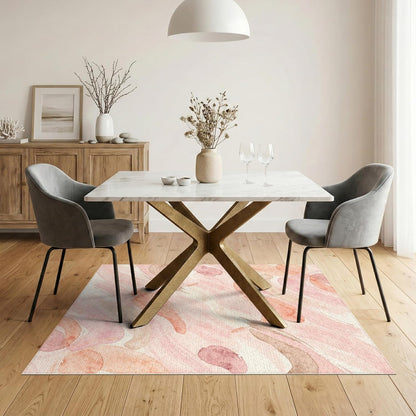 5'x7' Washable Abstract Abstract Area Rug, Blush Pink Non-Shedding Pet Friendly Carpet for Small Living Room, Playroom, Bedroom, Easy Care Kids Safe Mat | Ref:2109806