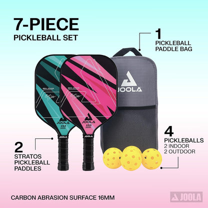 JOOLA Pickleball Paddles Set of 2 – Multiple Colors - Reinforced Fiberglass Surface – Lightweight, Durable, Beginner-Friendly Racket Design – Set Includes Balls & Bag – USAP Approved