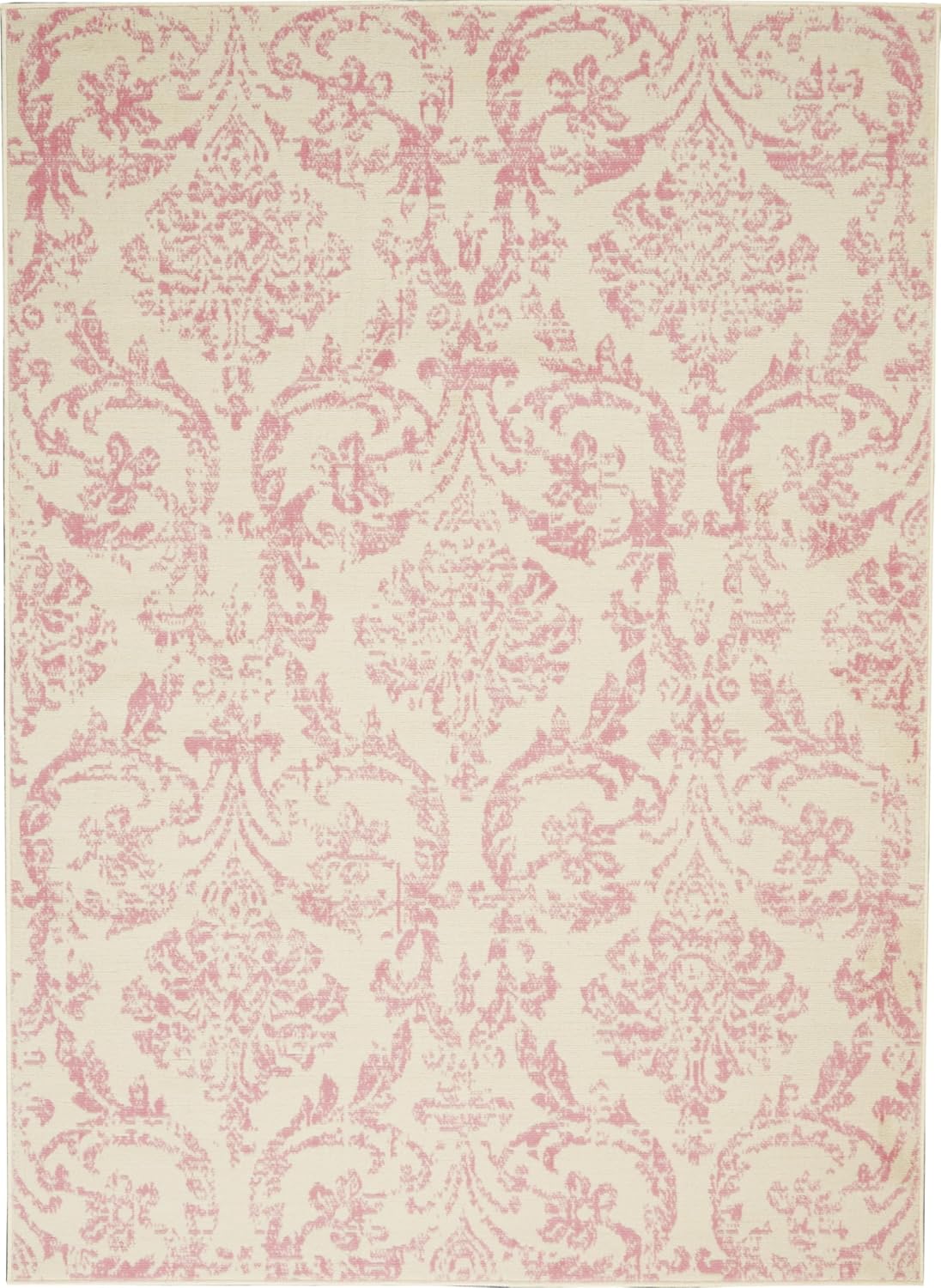 Nourison Home Jubilant Ivory Pink 6' x 9' Area Rug - Easy Clean, Non Shedding, Bed Room, Living Room, Dining Room, Kitchen (6' x 9')