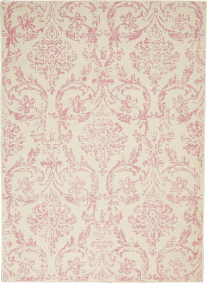 Nourison Home Jubilant Ivory Pink 6' x 9' Area Rug - Easy Clean, Non Shedding, Bed Room, Living Room, Dining Room, Kitchen (6' x 9')