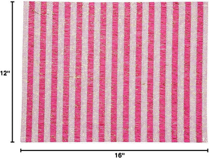 Restaurantware 16 x 12 Inch Dining Table Placemats Set Of 6 Rectangle Kitchen Table Mats - Pink Stripes Easy To Clean Pink Plastic Striped Placemats Wipeable Durable
