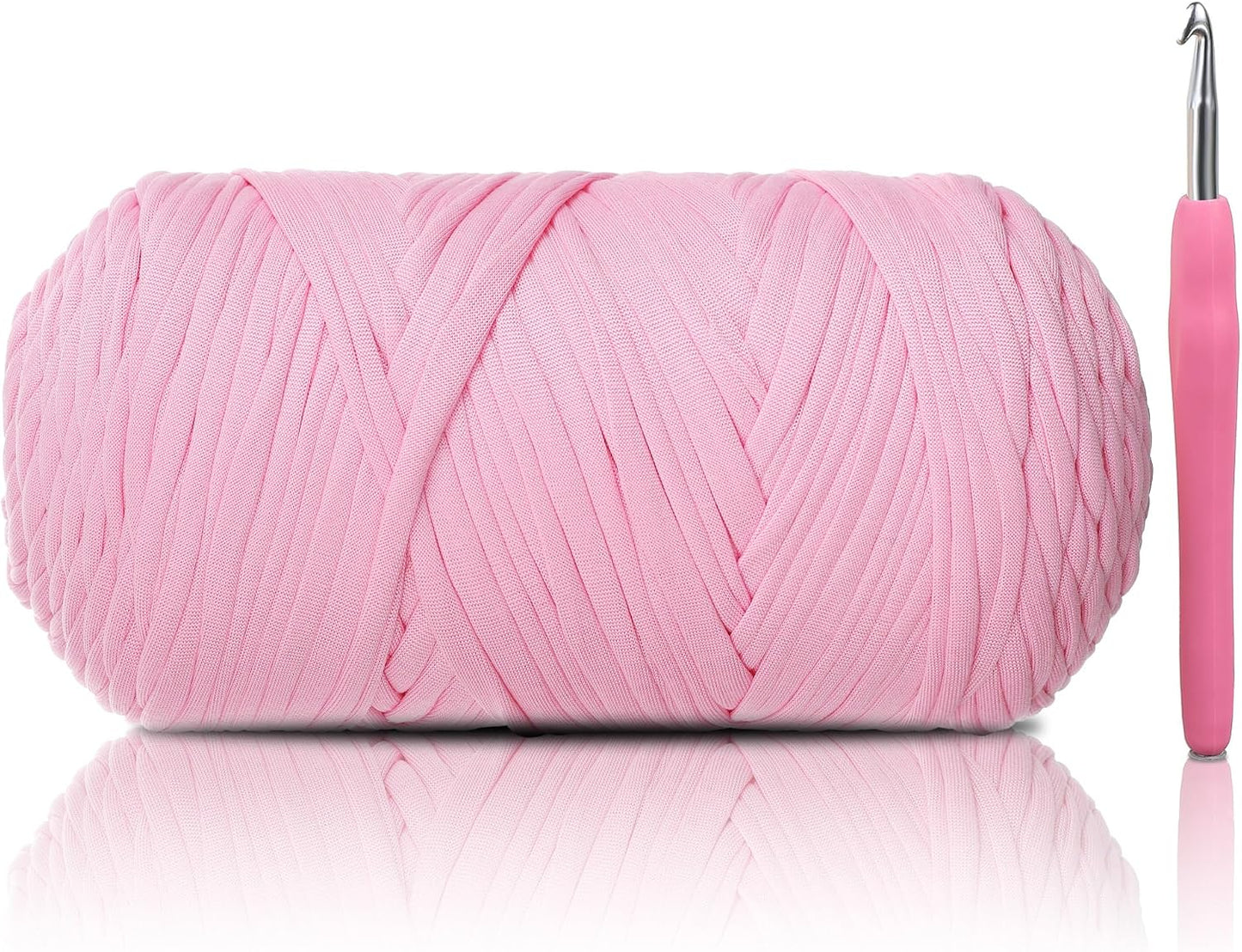 T-Shirt Yarn, 400g/118 Yards Elastic Fabric Crochet Cloth T- Shirt Yarns, Thick Hand Knitting Yarn for Crocheting Bags/Rugs/Baskets/Craft Project/Home Decor, DIY Crafts (Modern, 1-Pink)
