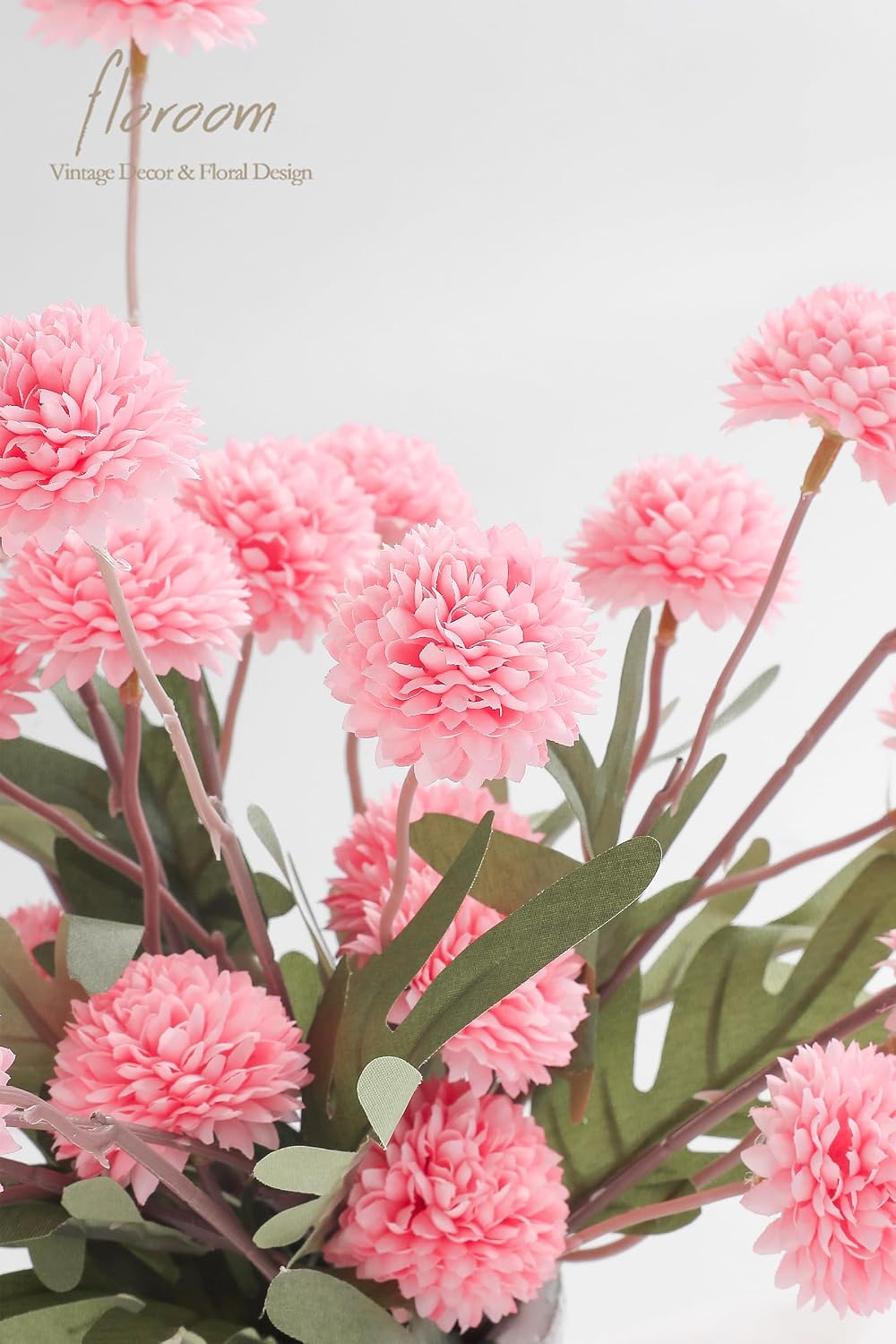 Floroom 6pcs Pink Faux Silk Mums Artificial Flowers, Bulk Fake Small Mini Chrysanthemums with Stems for DIY Blush Wedding Centerpieces Floral Arrangements Vase Fillers Home Decorations