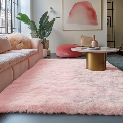 PAGISOFE Pink Fluffy Shag Machine Washable Area Rugs for Bedroom Girls 5x7,Soft Fuzzy Rugs for Living Room,Pastel Carpet Nursery Floor Kids Room Dorm Rug,Plush Soft Kids Rug for Room Decor Aesthetic