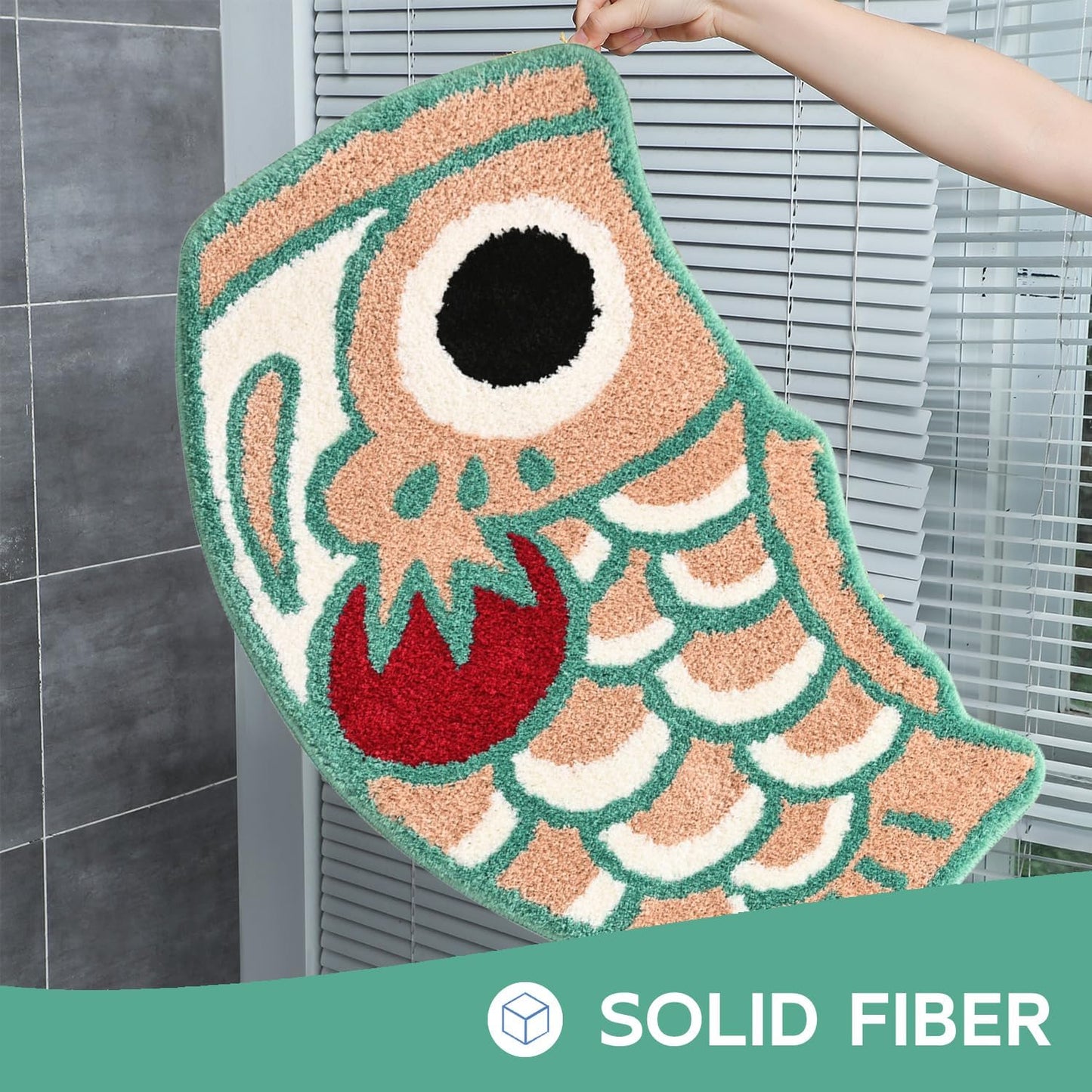 Cute Fish Bath Mat for Bathroom, Japanese Style Koi Flag Soft Non-Slip Mats, Pink Green Water Absorbent Shower Rug, Machine Washable Floor Carpet