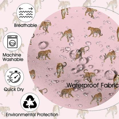 Mocsicka Pink Leopard Shower Curtain for Bathroom Cute Funny Leopard Print Shower Curtain Waterproof Fabric Wild Animals Cheetah Bath Curtain for Leopard Decor with 12 Hooks, 72 X 72 Inch