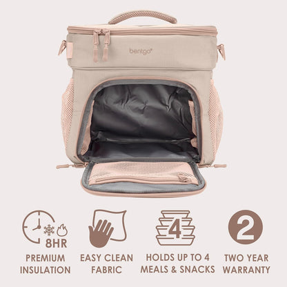 Bentgo Prep Deluxe Insulated Multimeal Bag - Lunch Box Bag, Holds 5 Meals, Premium Insulation up to 8 Hrs, Durable, Water-Resistant - Large Capacity For Adult Meal Prep (Sand)