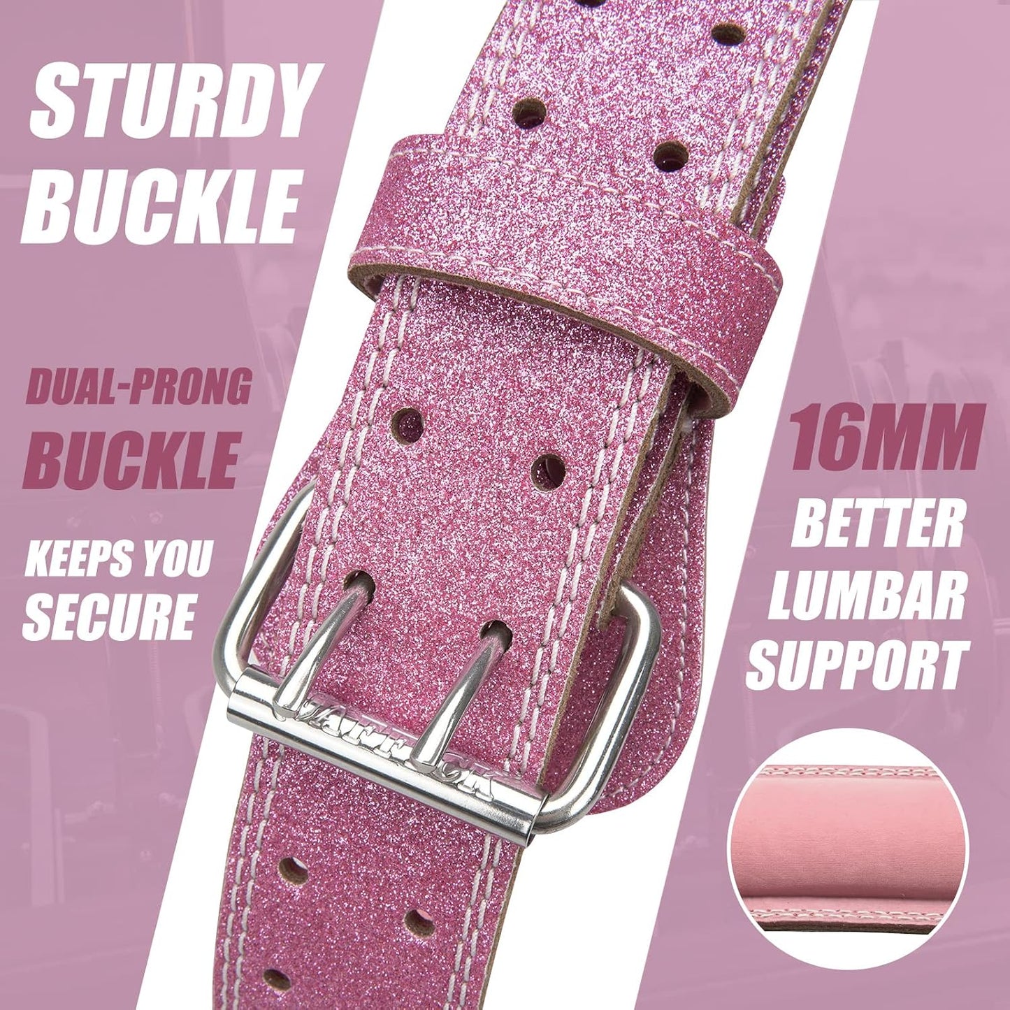 Jaffick Weight Lifting Belt For Ladies Leather Gym Belts Lower Waist Back Support For Women Men Fitness Squat Deadlift Heavy Duty Cross Training Gym Powerlifting Workout