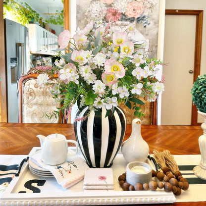 CISDUEO Artificial Wildflowers Flowers Silk Spring Floral Stems Arrangements Pink Poppies Flowers Daisies Faux Wild Flower Bundles Bouquet for Party Indoor Home Vase Wedding Table Summer Decoration