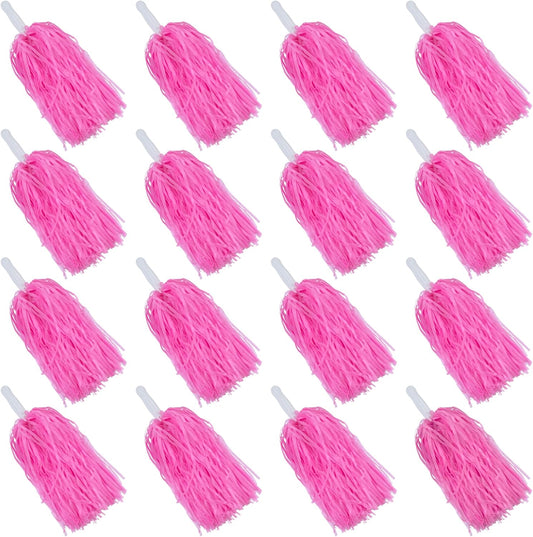 16PCS Cheerleading Pom Poms Metallic Foil Plastic Pom Poms with Baton Handle for Game Sports Squads Dancing Party Football Basketball Club Spirit Sports Stage Performance Celebration