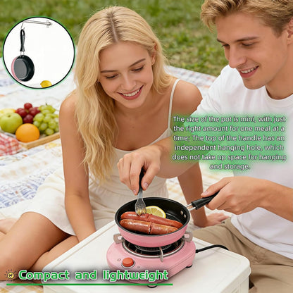 4.7 Inch Mini Skillet, Non-Stick Egg Pan for Single Serve Breakfast, Induction Compatible Small Frying Pan with Heat Resistant Handle - Perfect for Camping, RV, Dorm & Gas/Electric Stovetops (Pink)